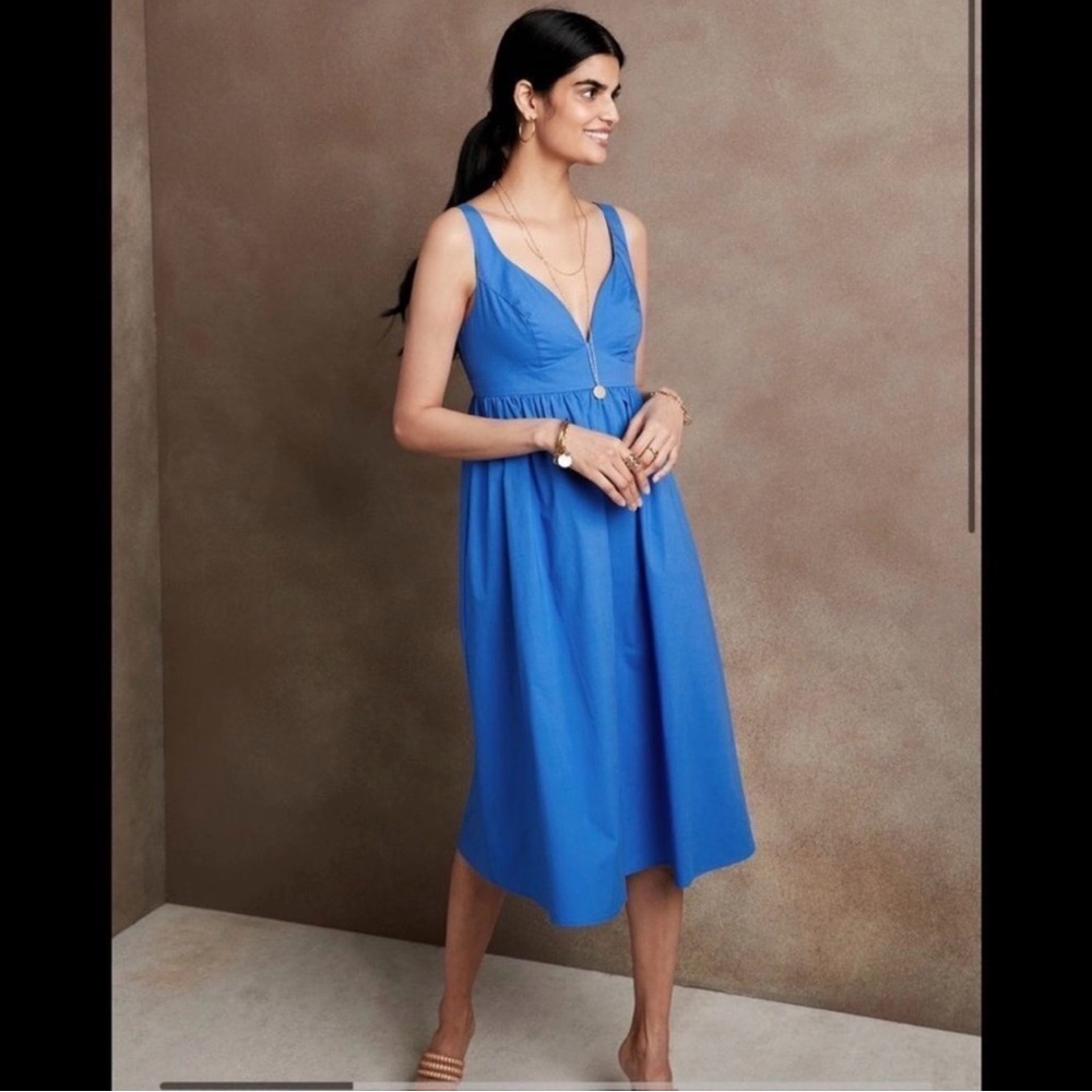 NEW Banana Republic Poplin Empire Waist Midi Dress